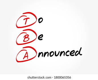 TBA - To Be Announced acronym, business concept background