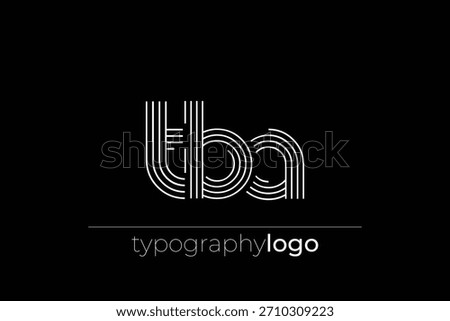 TBA modern geometric typography logo. Modern and stylish composition featuring a monochromatic typography logo illustration designed with intricate lines.