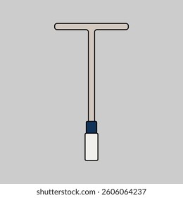 T-bar Wrench Flat design style, a long-handled wrench for loosening and tightening bolts, perfect for mechanical and technical repair illustrations.