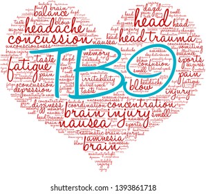 TBI word cloud on a white background. 