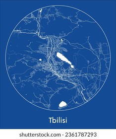 Tbilisi Georgia Asia City Map blue print round Circle vector illustration