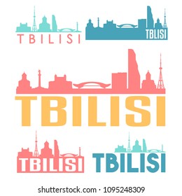 Tbilisi Georgia Flat Icon Skyline Vector Silhouette Design Set logos.