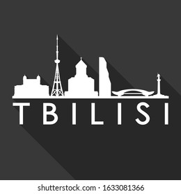 Tbilisi Georgia Flat Icon Skyline. Silhouette Design City Vector Art. Famous Buildings Vector.