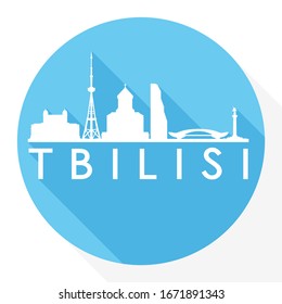 Tbilisi, Georgia Flat Icon. Skyline Silhouette Design. City Vector Art Famous Buildings.
