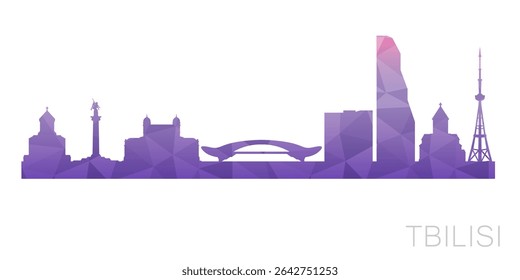 Tbilisi, Georgia Low Poly Skyline Clip Art City Design. Geometric Polygon Graphic Horizon Icon. Vector Illustration Symbol.