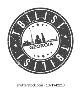 Tbilisi Georgia Round Stamp Icon Skyline City Design Badge Rubber.