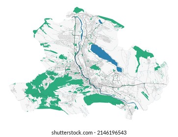 Tbilisi map. Detailed map of Tbilisi city administrative area. Cityscape panorama. Royalty free vector illustration. Outline map with highways, streets, rivers. Tourist decorative street map.