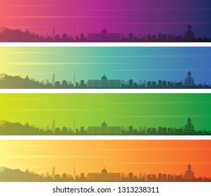 Tbilisi Multiple Color Gradient Skyline Banner