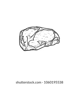T-bone beef steak hand drawn outline doodle icon. Vector sketch illustration of t-bone beef steak for print, web, mobile and infographics isolated on white background.