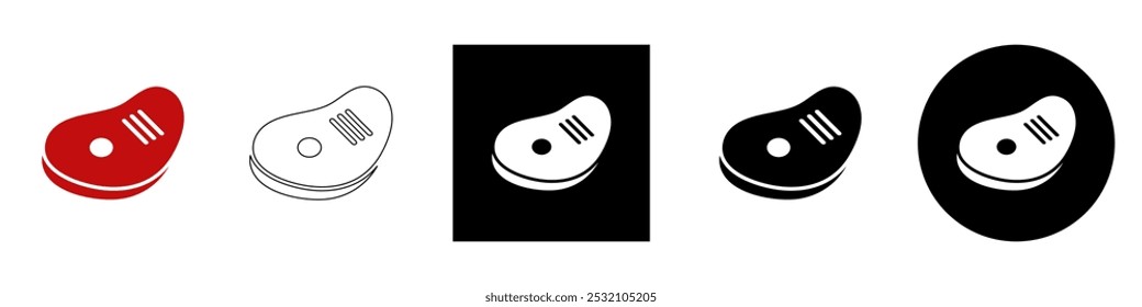  Carne de bife de carne com osso em T, lombo de barro não cozido cru, pictograma de vetor de açougueiro símbolo de ícone de símbolo ui e ux, glifos e linha de traço