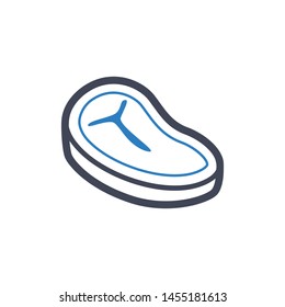 T-bone beef steak outline icon in blue gray color