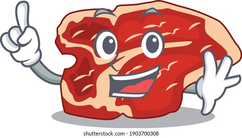 T-bone caricature design style with one finger pose. Vector illustration