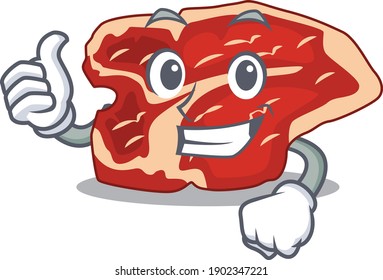 T-bone cartoon picture design showing OK finger pose. Vector illustration