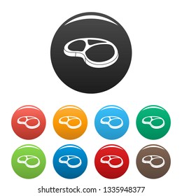 Tbone steak icons set 9 color vector isolated on white for any design