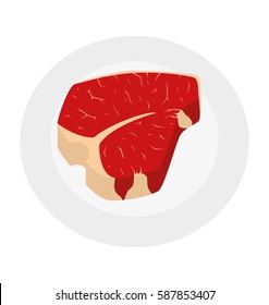T-bone steak meat chop on a plate vector illustration