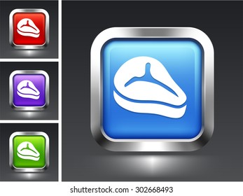 T-bone steak on Blue Square Button