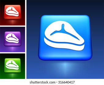 T-bone steak on Blue Square Button