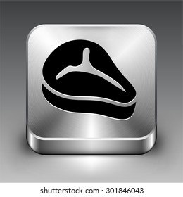 T-bone steak on Silver Square Button