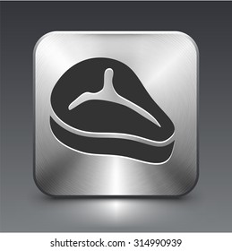 T-bone steak on Silver Square Button