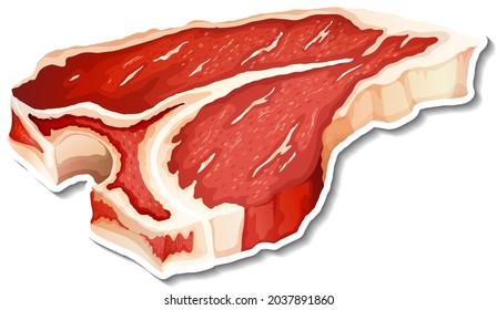 T-bone steak sticker on white background  illustration