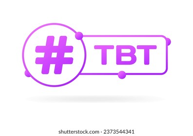 TBT-Hashtag. Flache, violette, soziale Medien, TBT-Hashtag, soziale Medien. Vektorsymbol