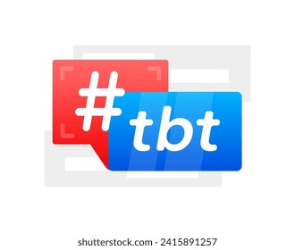 Ilustración del vector de burbuja del discurso de la etiqueta TBT - Diseño moderno y limpio de una burbuja de discursos con la popular etiqueta Throwback del jueves para publicaciones de nostalgia en medios sociales