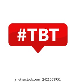 Tbt hashtag. Thursday Throwback Text In Red Rectangle Shape For Information Announcement Social Media Business Marketing
