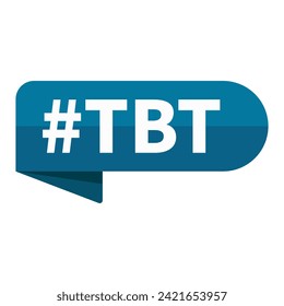 Tbt hashtag. Thursday Throwback Text In Blue Rectangle Ribbon Shape For Information Announcement Social Media Business Marketing
