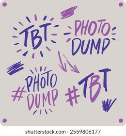 Tbt Photo Dump Modern hand Lettering. vector.