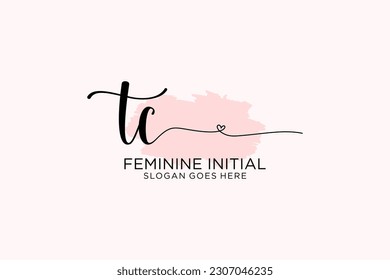 TC beauty monogram and elegant logo design handwriting logo of initial signature, wedding, fashion, floral and botanical with creative template.