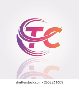 TC Creative Gradient Swirl Monogram Logo – Modern Abstract Letter mark Design for Professional Branding and Digital Identity