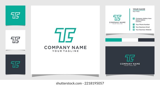 Diseño de logotipo de letras iniciales TC o CT con diseño de tarjetas de visita.