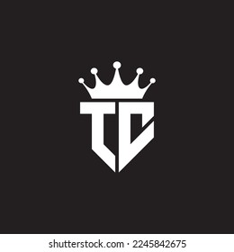 TC or CT logo monogram symbol shield with crown shape design vector