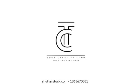 TC, CT, T, C abstract vector logo monogram template