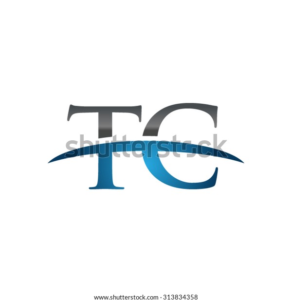 Tc Initial Company Blue Swoosh Logo Stock Vector (royalty Free 