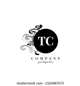 TC Initial Letter Logo Design with Ink Cloud Flowing Texture Vector.