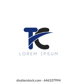 tc initial letter uppercase logo blue and black