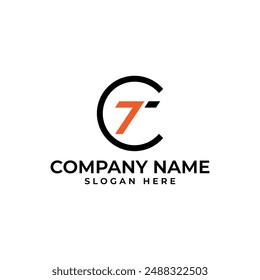 TC initial logomark with the letter T is in the shape of forward arrow in orange color with the modern minimalist and geometric style