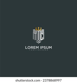 TC initial monogram for crown and shield logo design