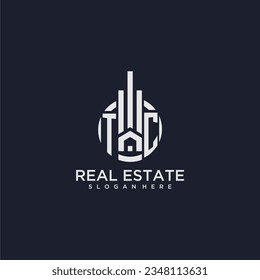 TC initial monogram logo for real estate with creative circle design vector