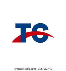TC initial overlapping swoosh letter logo blue red