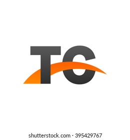 TC initial overlapping swoosh letter logo black orange