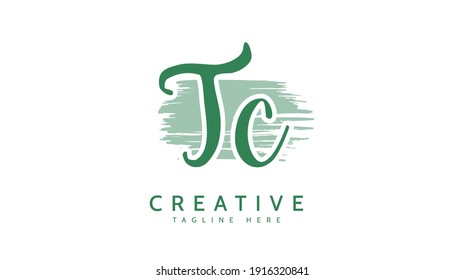 TC Initials, handwriting logo vector