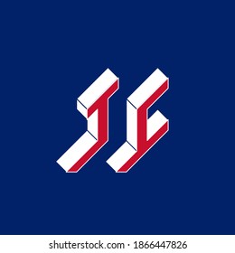 TC - internationale 2-Buchstaben-Code oder nationale Domäne der Turks- und Caicosinseln. T und C - Monogramm oder Logotyp. Isometrische 3D-Schriftart für Design. Dreidimensionale Buchstaben.