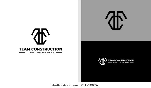 TC LOGO CONSTRUCTION HEXAGON LINE EDITABLE