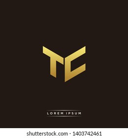 TC Logo Letter Initial Logo Designs Templete with Gold and Black Background