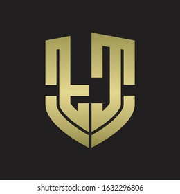 TC Logo monogram with emblem shield shape design isolated gold colors on black background
