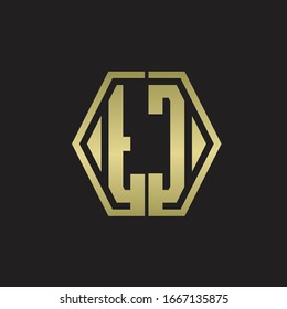 TC-Logo-Monogramm mit hexagonaler, abgerundeter Design-Vorlage mit goldener Farbe