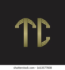 TC Logo monogram outline style linked isolated with gold colors