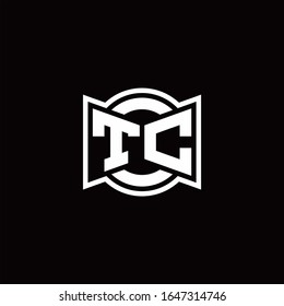 TC logo monogram with ribbon style circle rounded design template